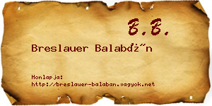 Breslauer Balabán névjegykártya